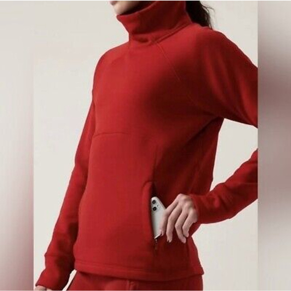 Athleta Sweaters - Athleta Sweater Womens Small Red Polartec Funnel Neck Pullover